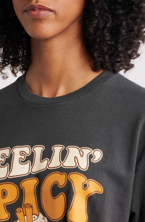 Vinyl Icons Feelin' Spicy Crop Cotton Graphic T-shirt In Black