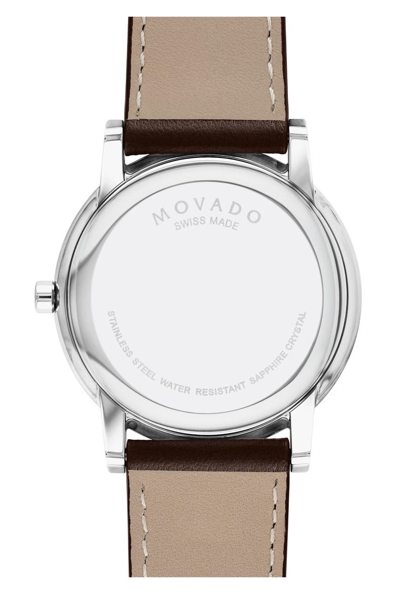Museum Classic Leather Strap Watch, 40mm, Alternate, color, SILVER DIAL
