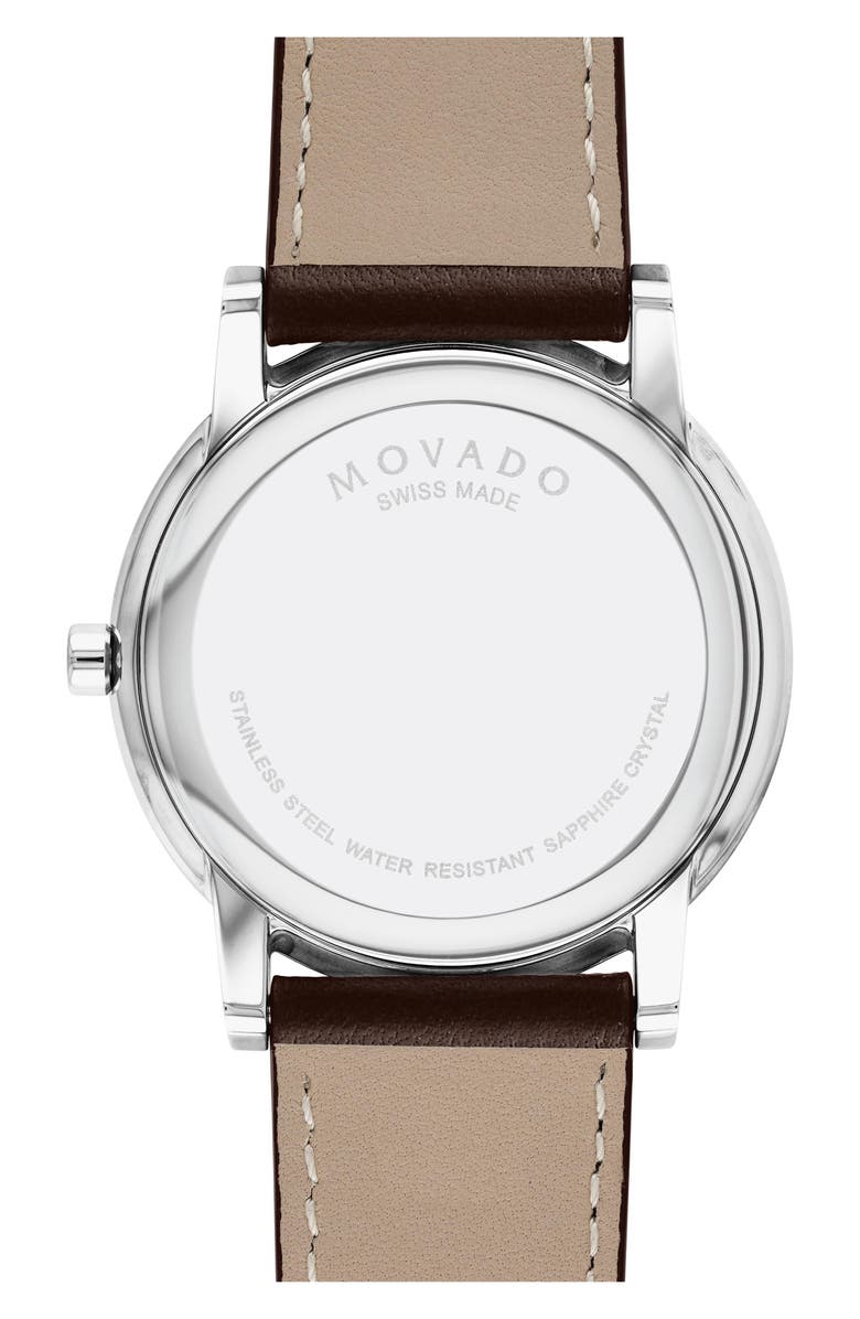 Movado Museum Classic Leather Strap Watch, 40mm, Alternate, color, Brown/ Silver
