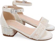 Kailee P Lily Crochet Lace Low Block Heel Sandals