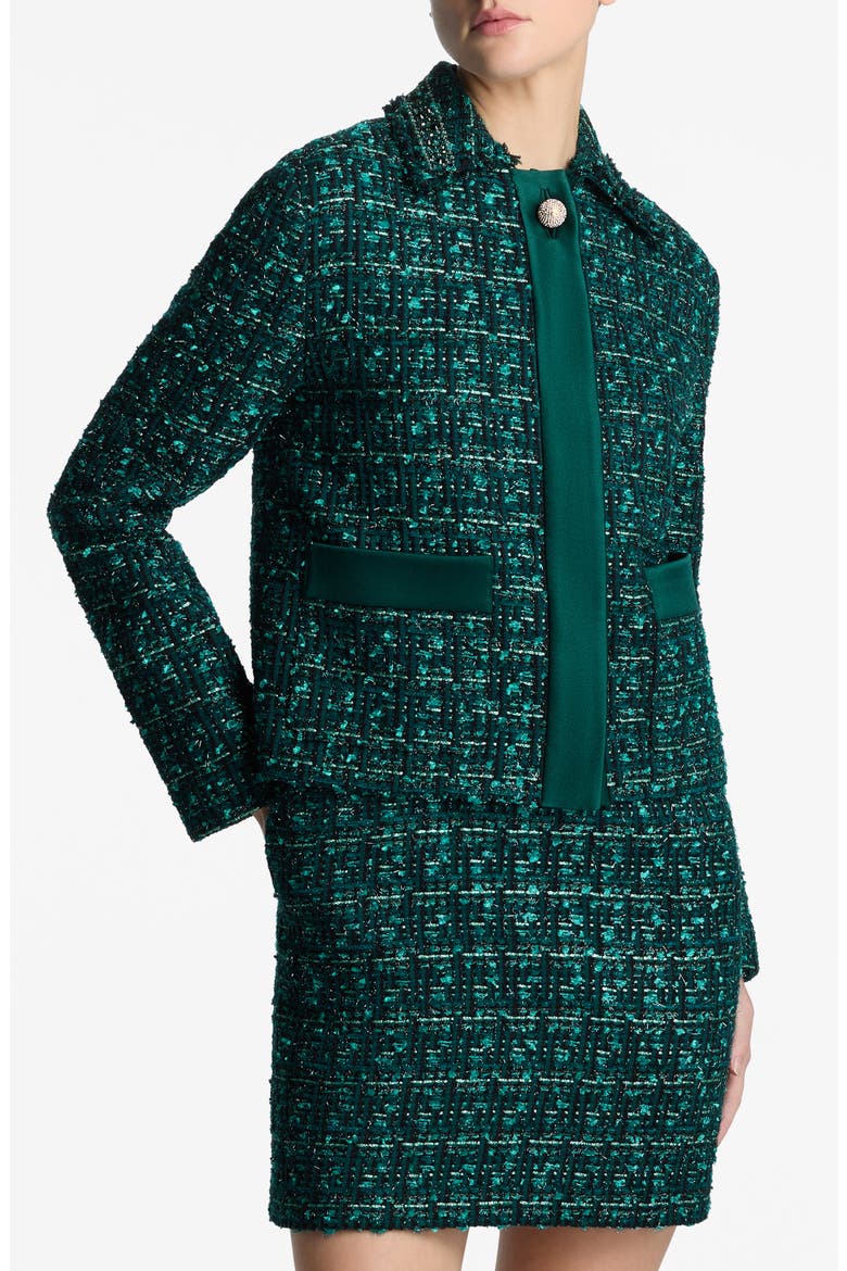 Metallic Tweed & Twill Jacket, Main, color, SPRUCE MULTI