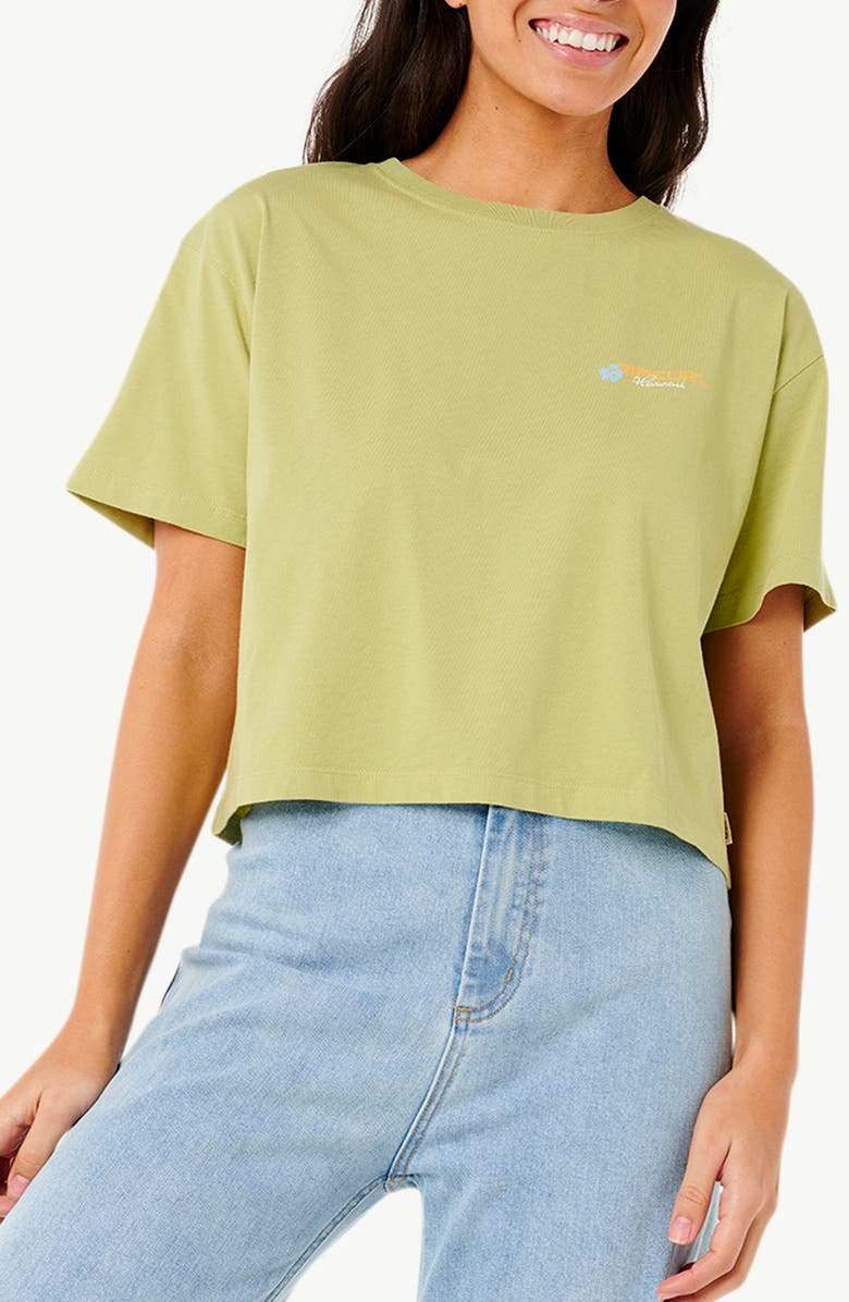 Rip Curl Dune Dancer Crop Graphic T-Shirt, Main, color, Sage Haw