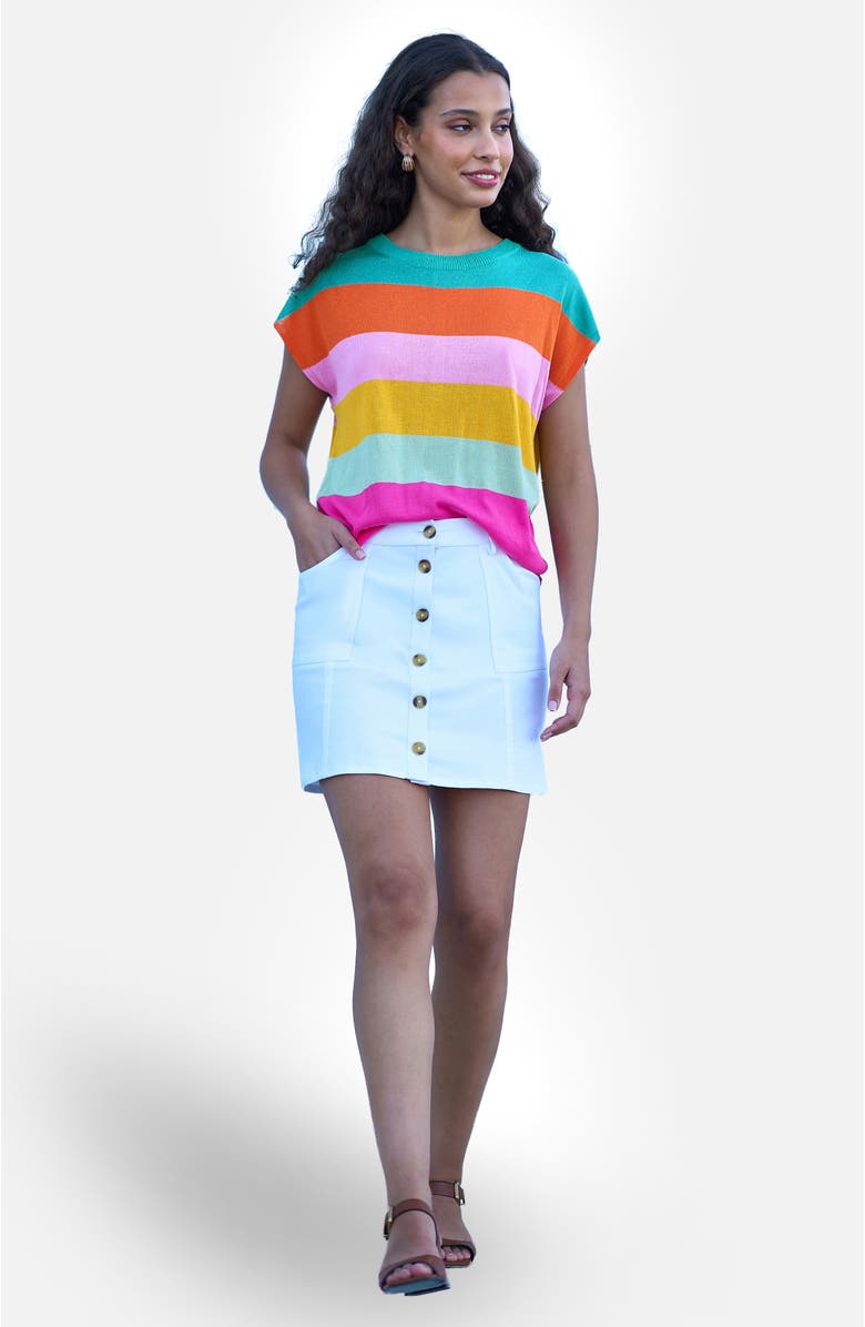 Yumi Block Stripe Relaxed Knitted Top, Alternate, color, Multi