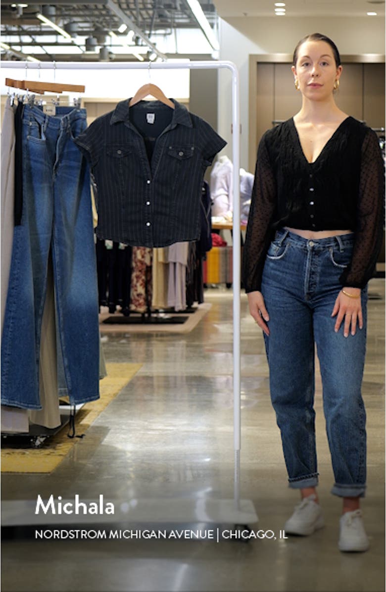 Polly Pinstripe Denim Snap-Up Shirt, sales video thumbnail