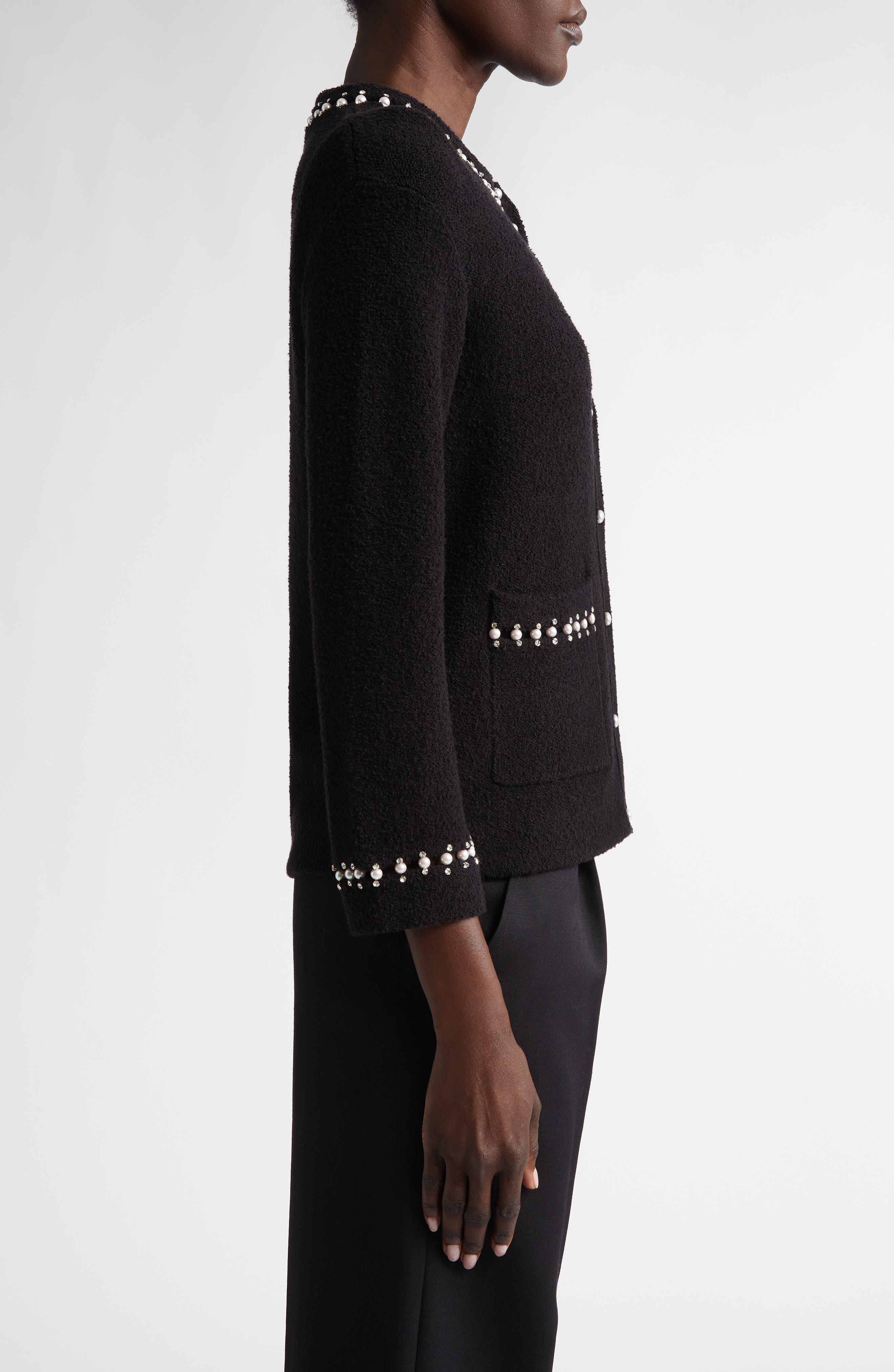 ST. JOHN Embellished Stretch Micro Bouclé Jacket (Women) | Nordstrom