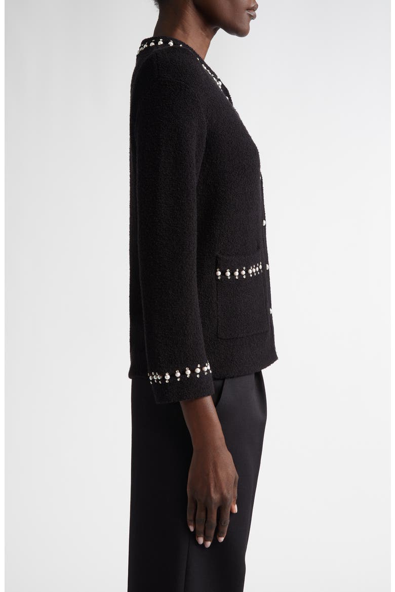 Embellished Stretch Micro Bouclé Jacket, Alternate, color, BK00 BLACK