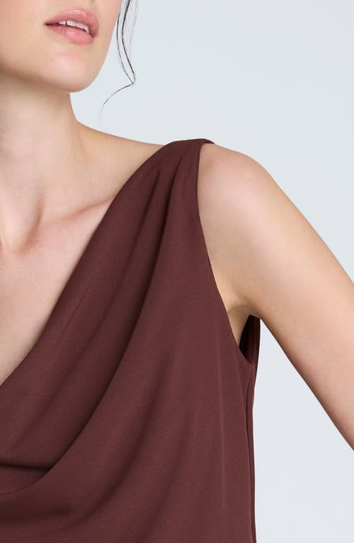 Kenneth Cole Asymmetric Drape Sleeveless Top In Burgundy