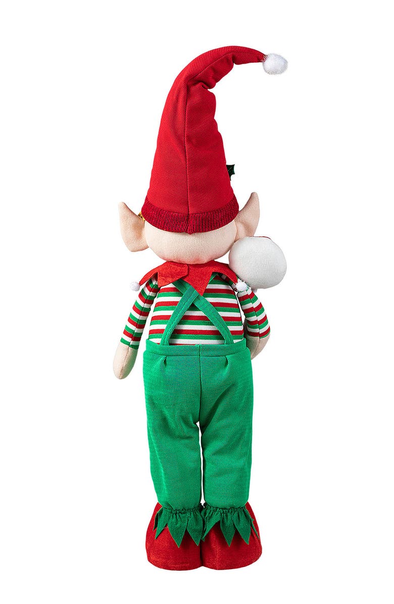 Glitzhome 39"/26"H Telescoped Fabric Christmas Boy Elf Standing Decor, Alternate, color, 