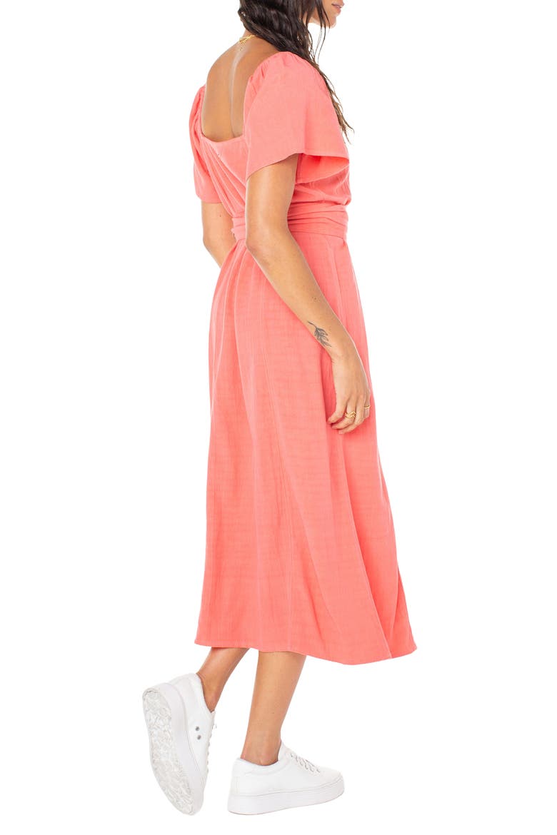 Bungalow Bliss Tie Back Midi Dress, Alternate, color, SUGAR CORAL SOLID