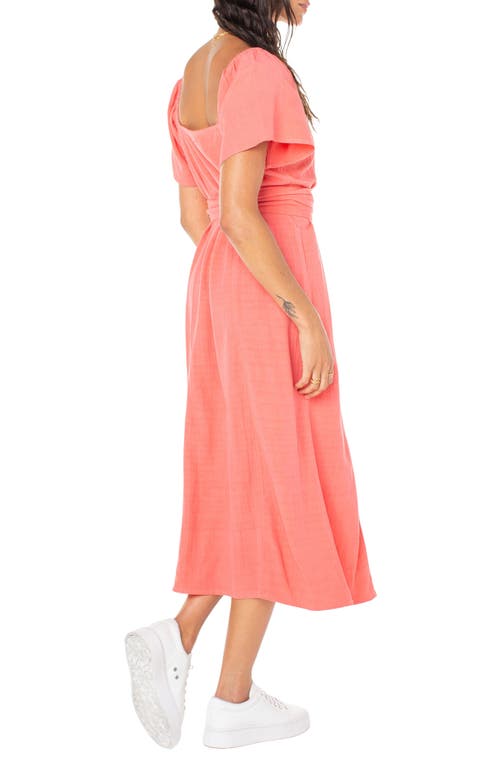 Roxy Bungalow Bliss Tie Back Midi Dress In Sugar Coral Solid