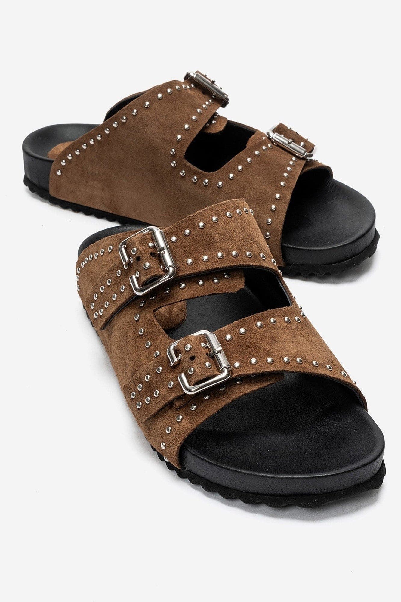 Avenelle Leather Double Band Sandal, Main, color, Cognac Suede