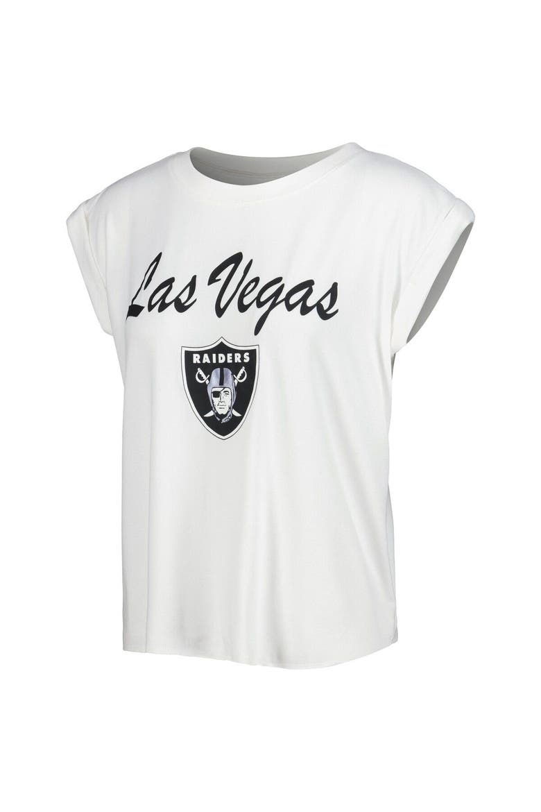 Women's Concepts Sport White/Cream Las Vegas Raiders Montana Knit T-Shirt & Shorts Sleep Set, Alternate, color, White