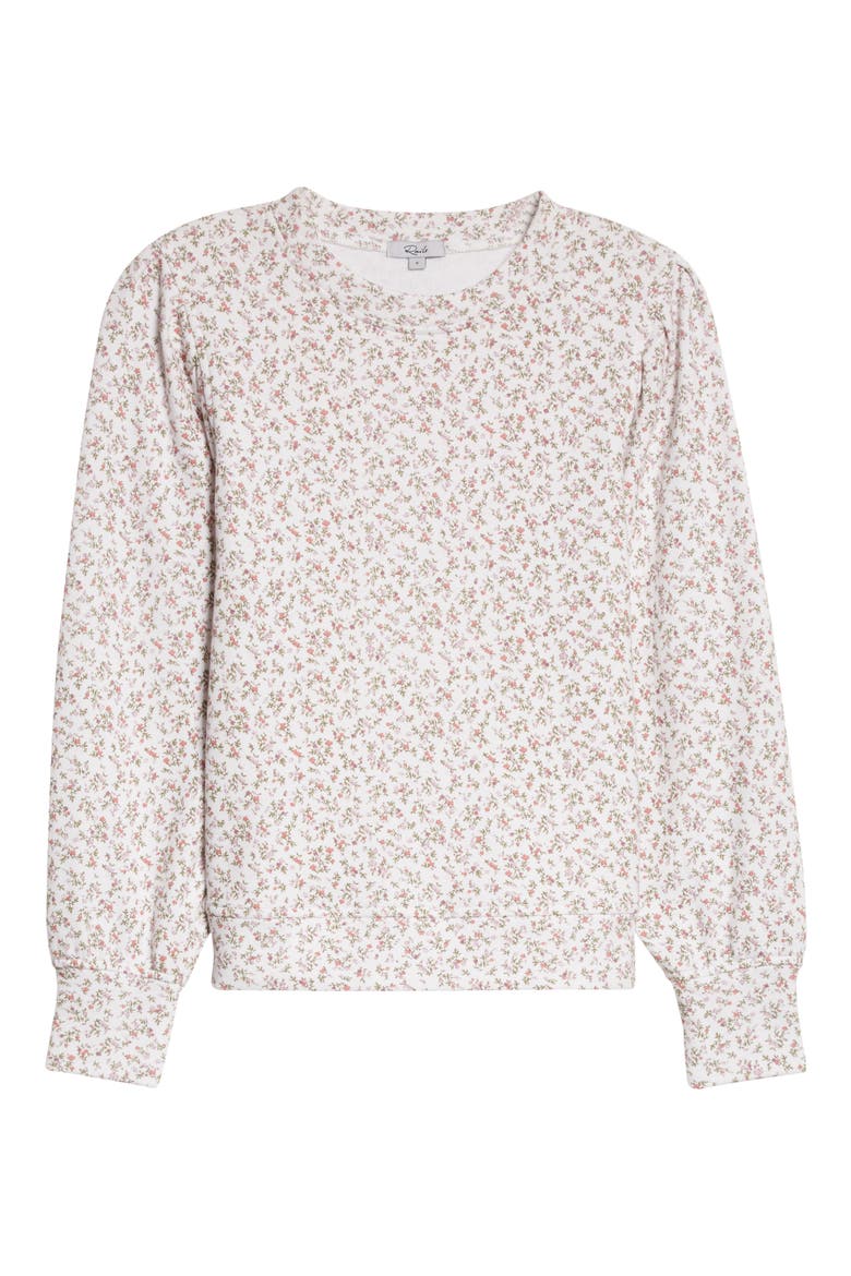 Marcie Puff Sleeve Sweatshirt, Alternate, color, WHITE MINI FLORAL