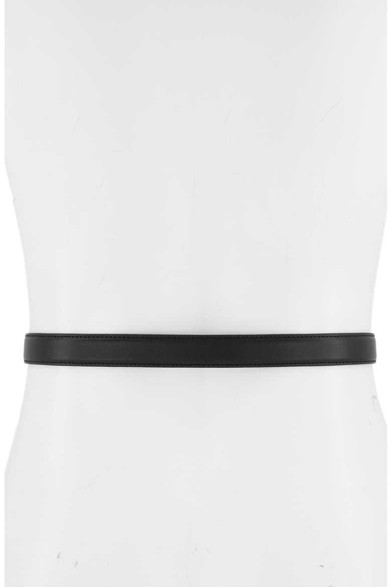 Stitched Leather Belt, Alternate, color, BLACK / GOLD