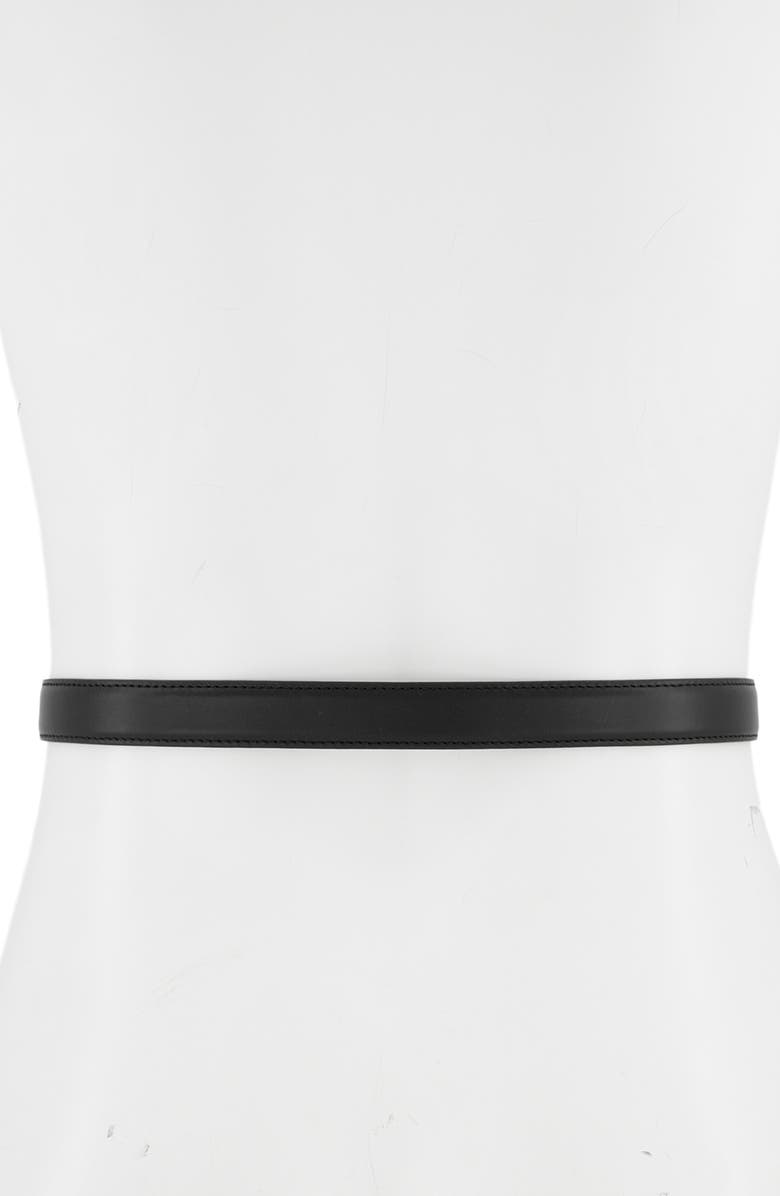 Vince Stitched Leather Belt, Alternate, color, Black / Gold