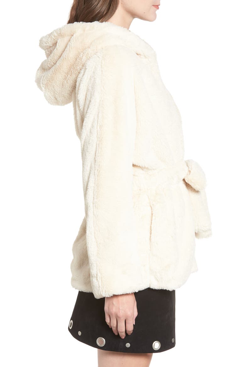 Faux Fur Hooded Jacket, Alternate, color, CREAM