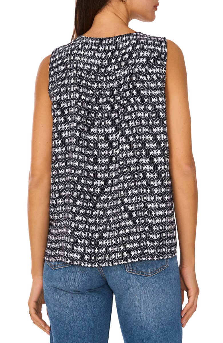 Vince Camuto Geo Print Contrast V-Neck Shell, Alternate, color,
