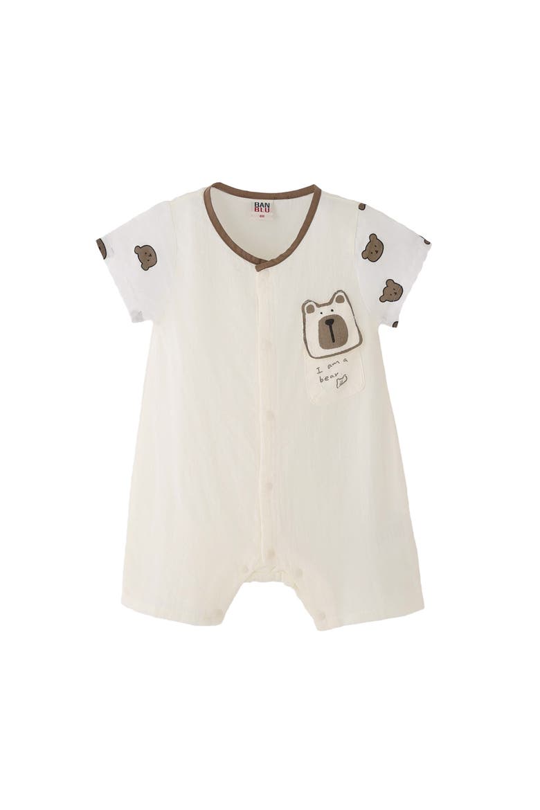 Bear Romper, Main, color, Ivory