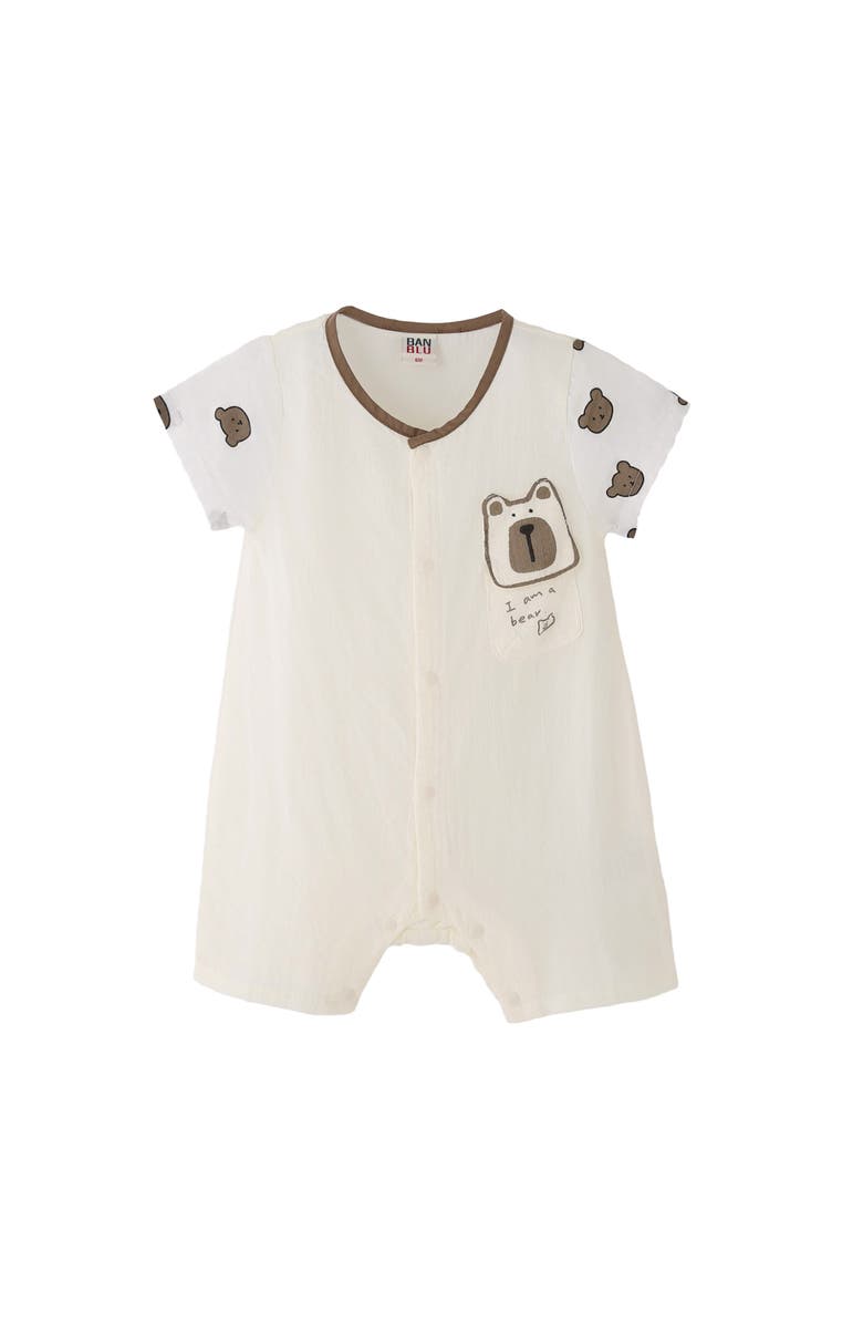 Banblu Bear Romper, Main, color, Ivory