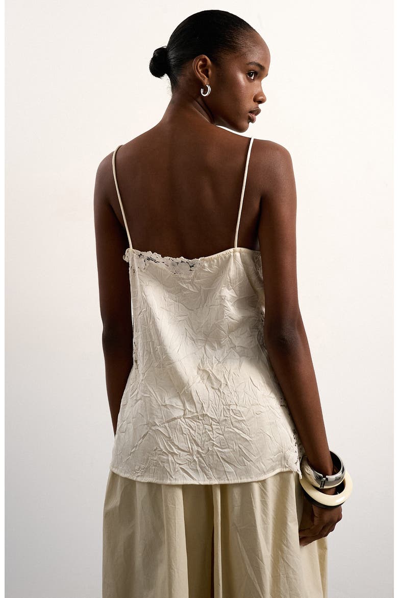 Crinkle Satin & Lace Camisole, Alternate, color, IVORY