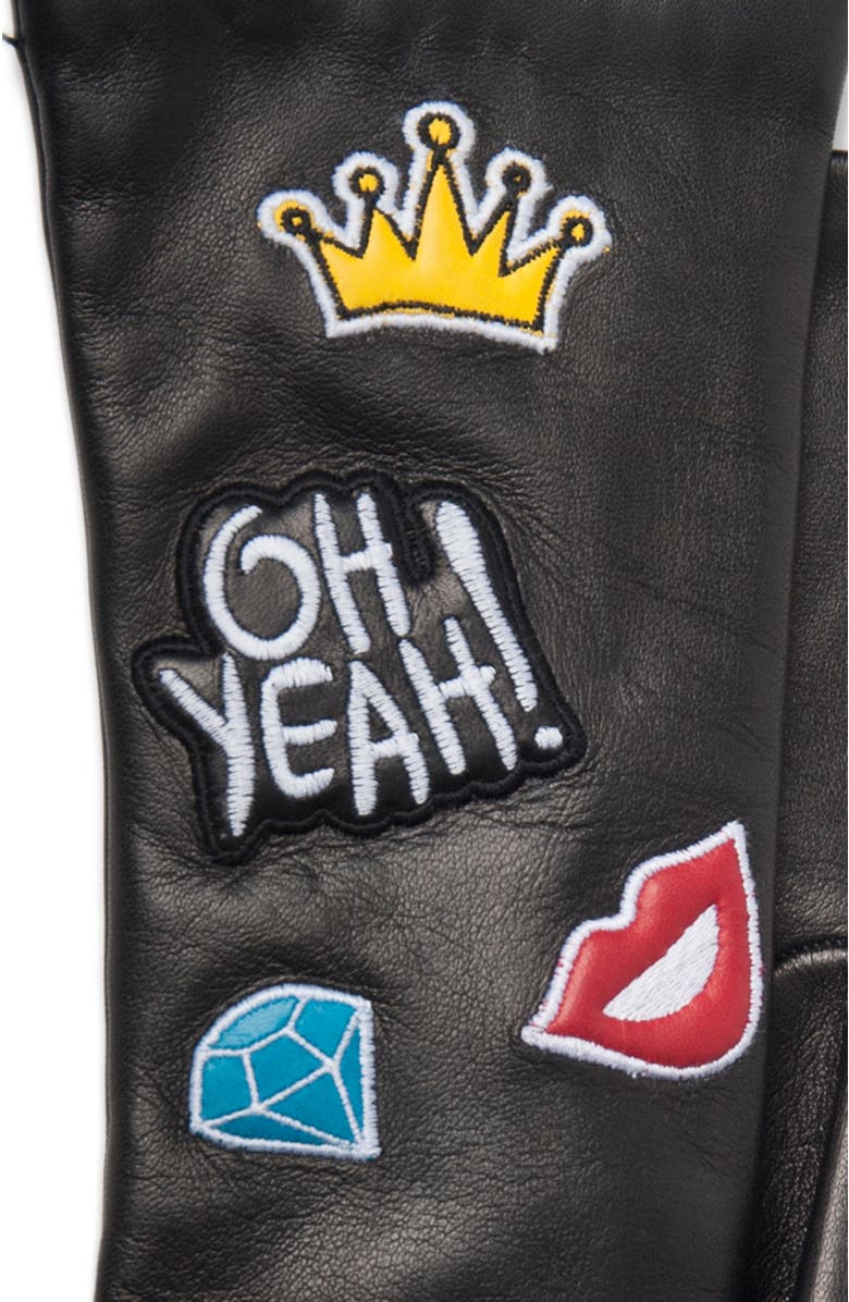 Portolano Leather gloves with patches, Alternate, color, Black