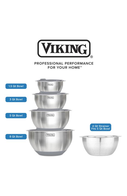 Viking 9 Pc Stainless Steel Bowl Set With Strainer In Grey