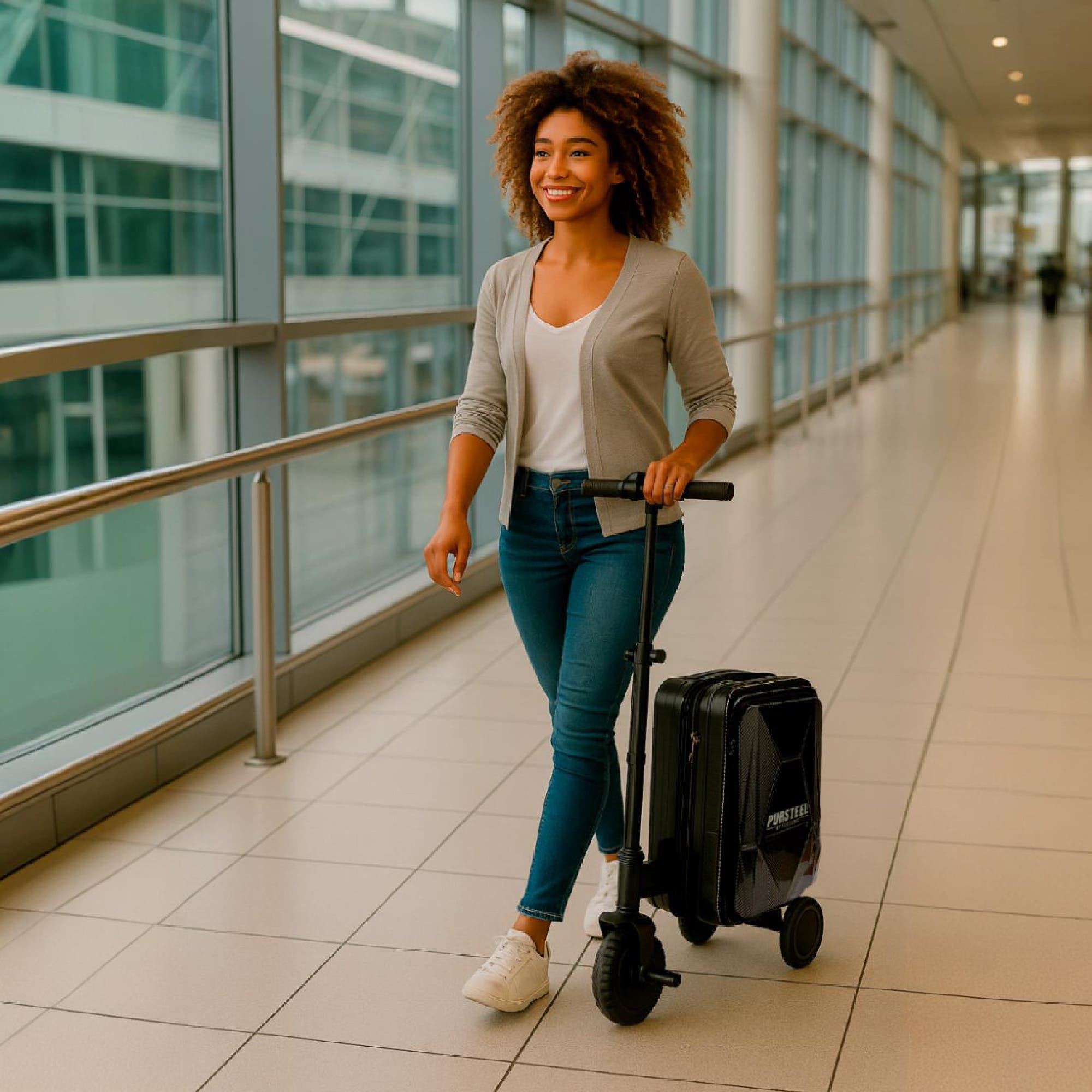 PURSONIC Smart Travel Bundle - Electric Scooter Luggage with Air Tag, Alternate, color, Black