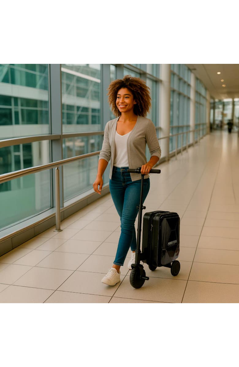 PURSONIC Electric Ride-On Luggage - Smart Travel with Speed, Storage & Style, Alternate, color, Black
