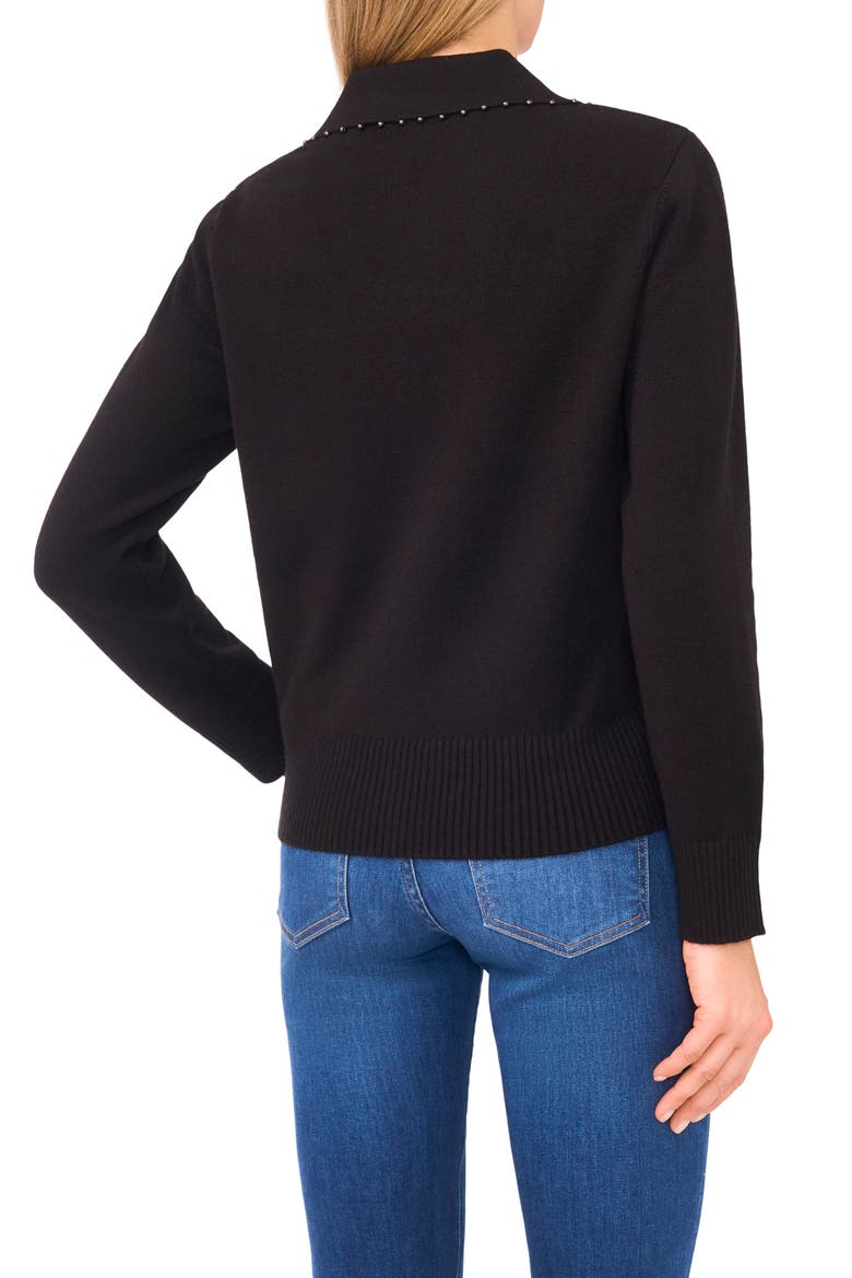 Bead Detail Polo Sweater, Alternate, color, RICH BLACK