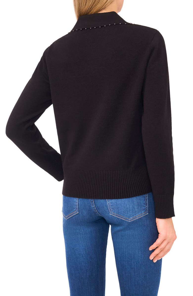 Ted Baker Bead Detail Polo Sweater, Alternate, color, Rich Black