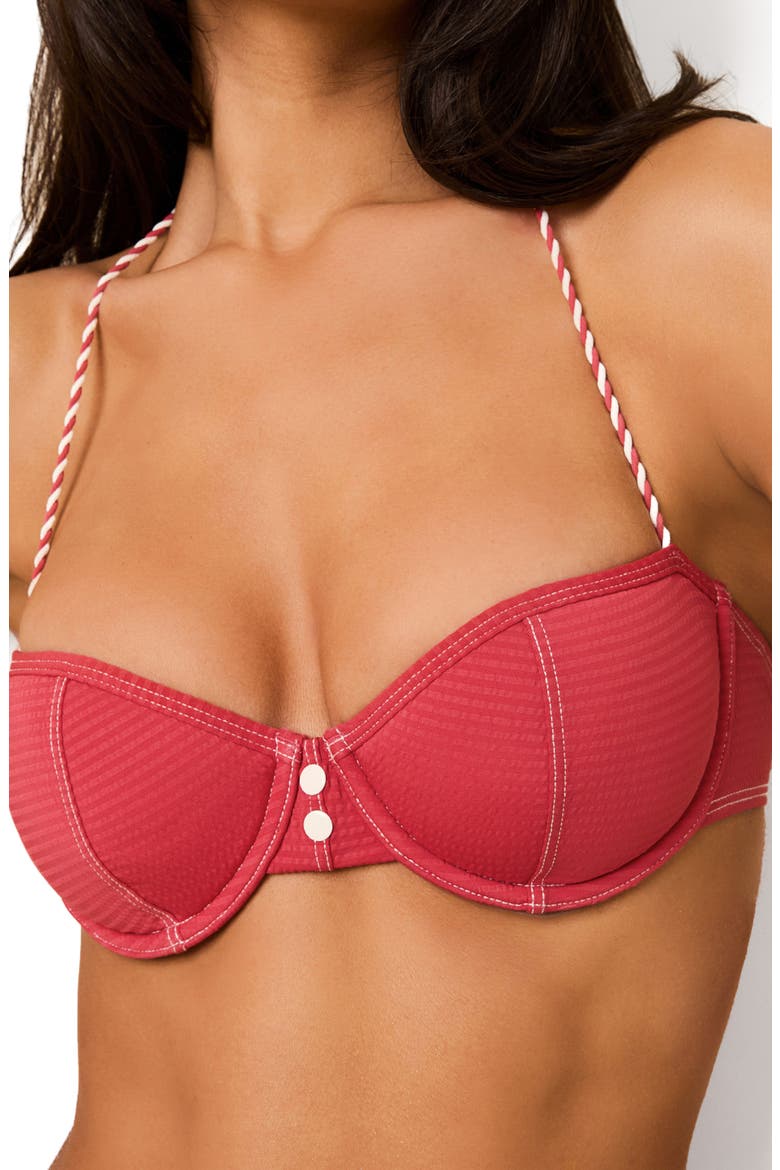Harlow Rope Strap Underwire BIkini Top, Alternate, color, ROOFTOP RED