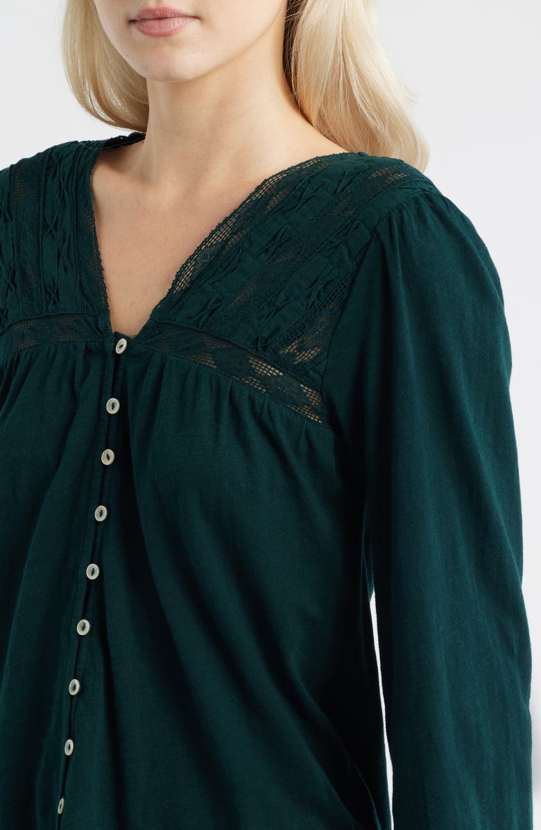 Lucky Brand Lace Yoke Peasant Top, Alternate, color, Magical Forest