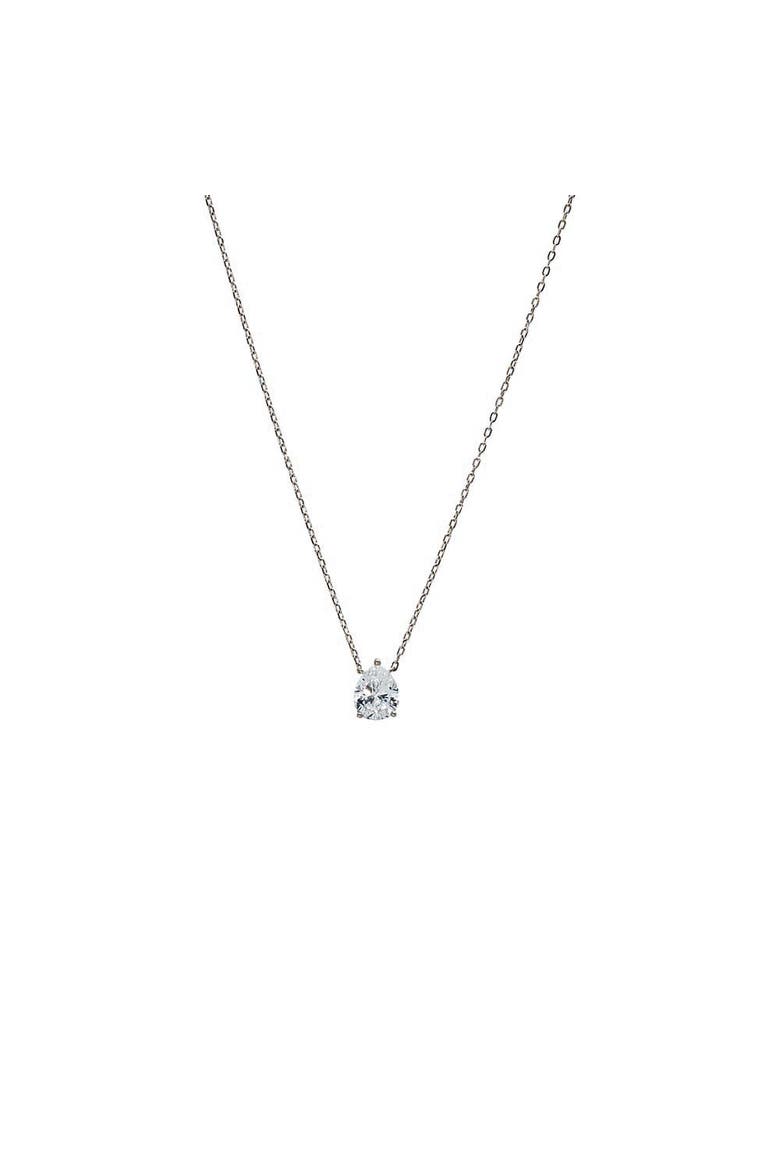 Moissanite Pear Pendant Necklace, Main, color, Silver
