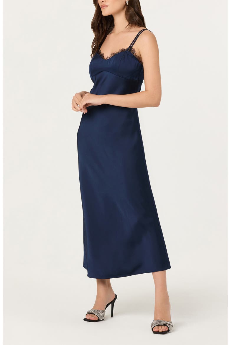 Naveah Lace Trim Slipdress, Alternate, color, NAVY