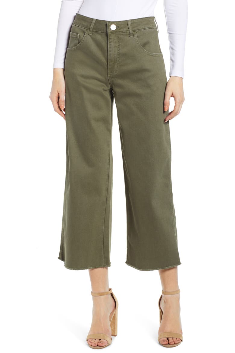 Cargo Wide Leg Crop Jeans, Main, color, OLIVE