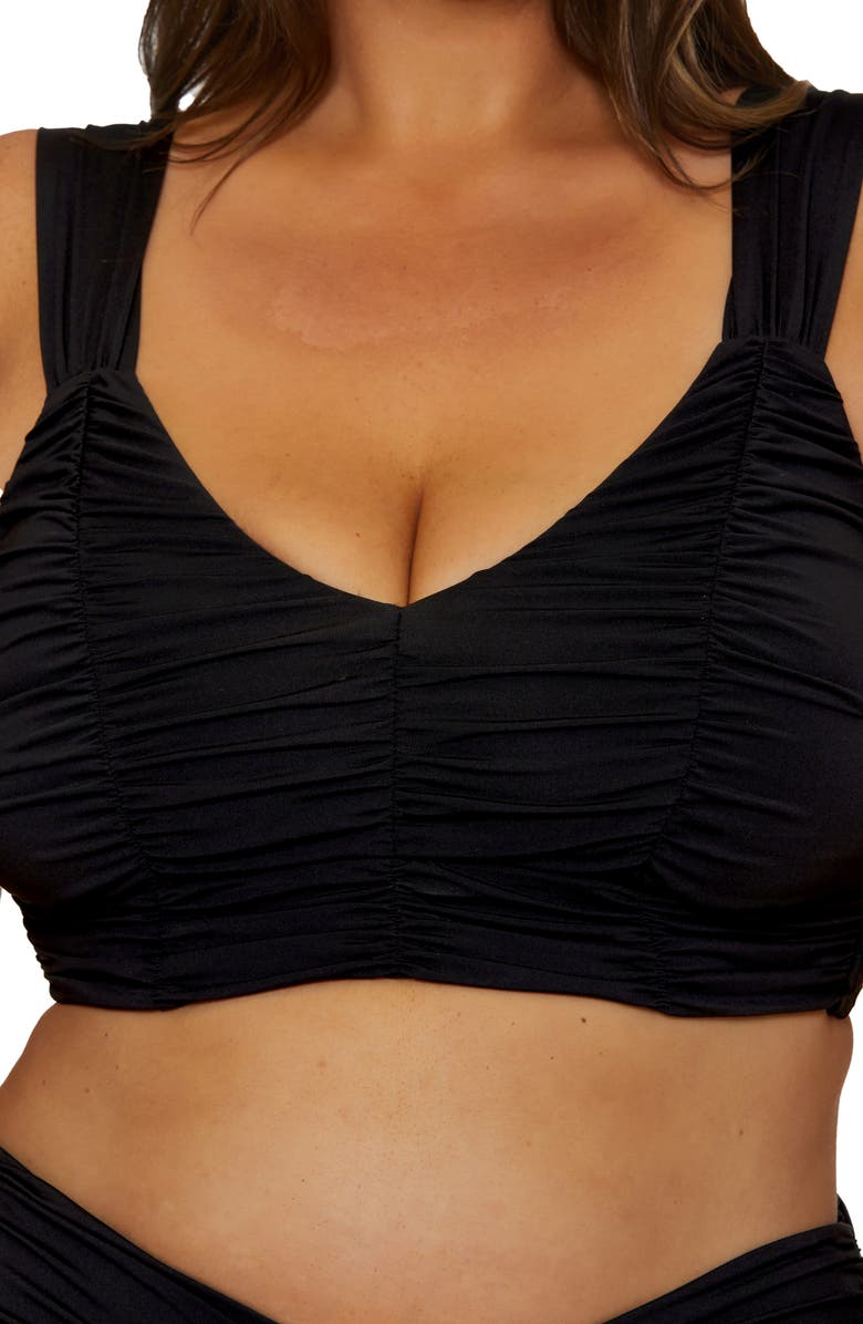 Becca Etc. Colorcode Shirred Bikini Top, Alternate, color, Black