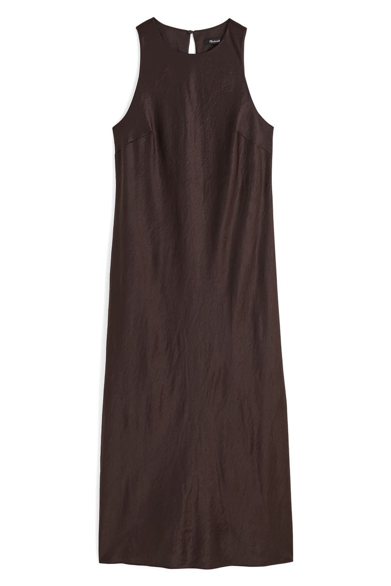 Sleeveless Satin Midi Dress, Alternate, color, BLACK WALNUT