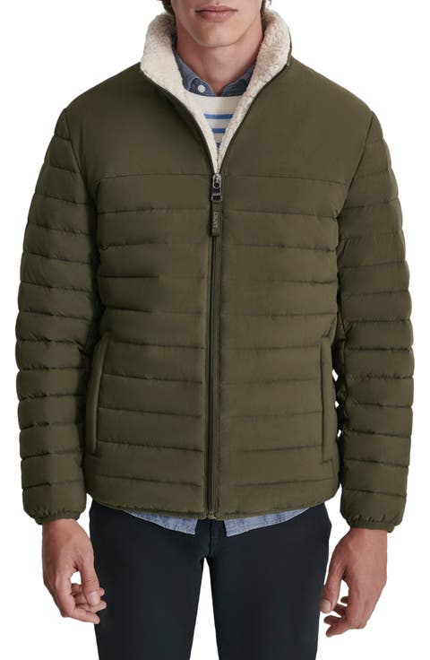 Water Resistant Faux Shearling Lined Quilted Jacket