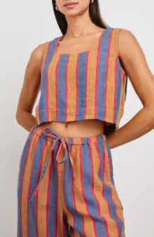 Rails Akira Stripe Linen Crop Tank
