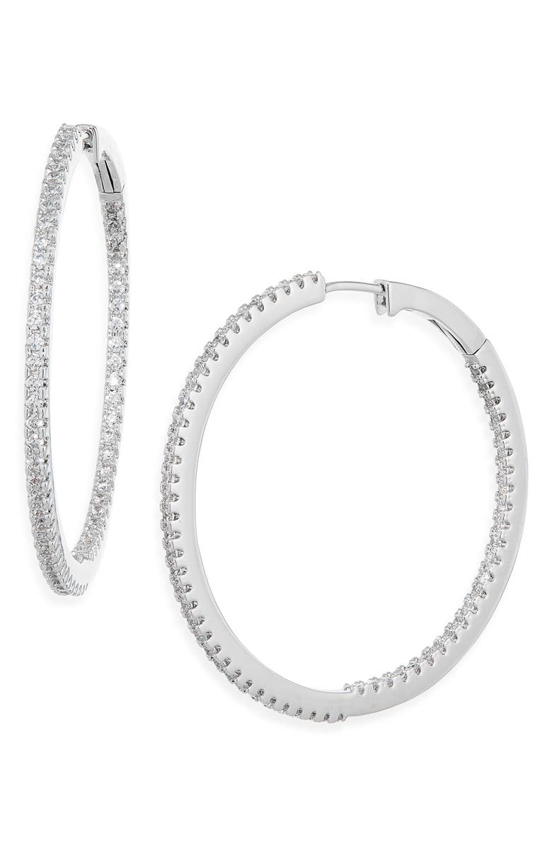 Nadri Pavé Hoop Earrings, Main, color, 