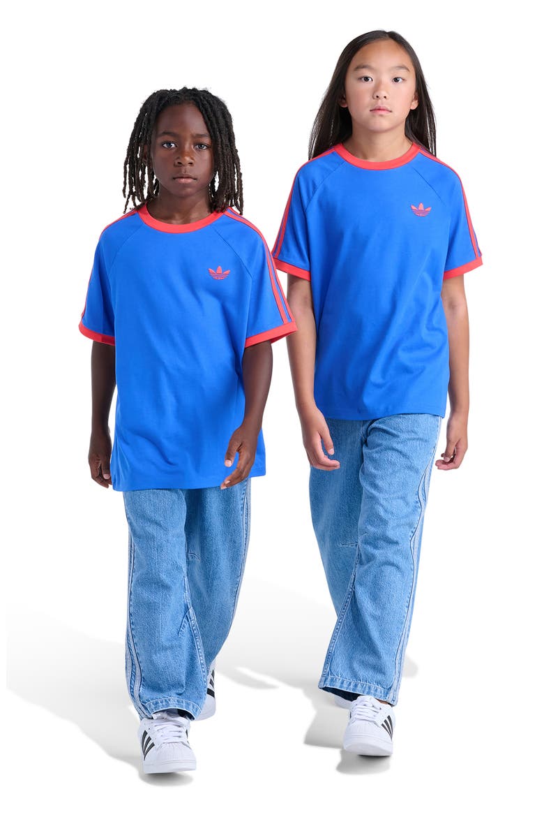 Kids' 3-Stripes Ringer T-Shirt, Alternate, color, BRT BLUE