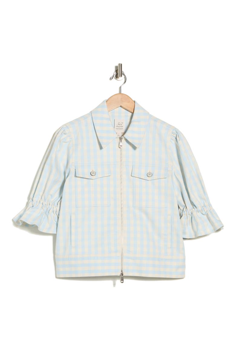 Holly Gingham Denim Jacket, Alternate, color, MORNING SKY/ LIGHT PLASTER