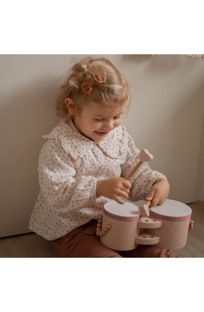 Label Label Wooden Bongos Pink, 2 Heartshaped Drum Sticks, Ages 2+, Alternate, color,