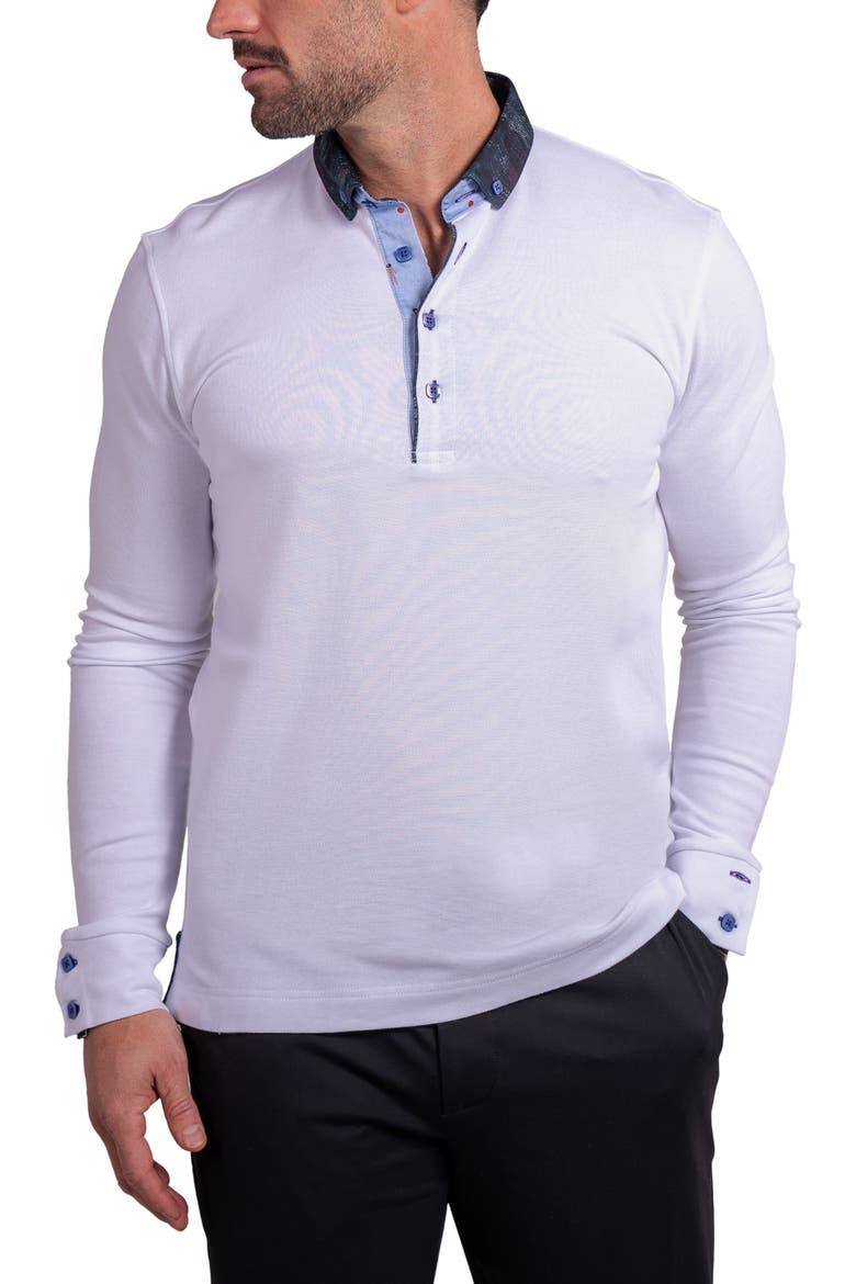 Newton Ascension0010 White Long Sleeve Button-Down Polo, Alternate, color, WHITE