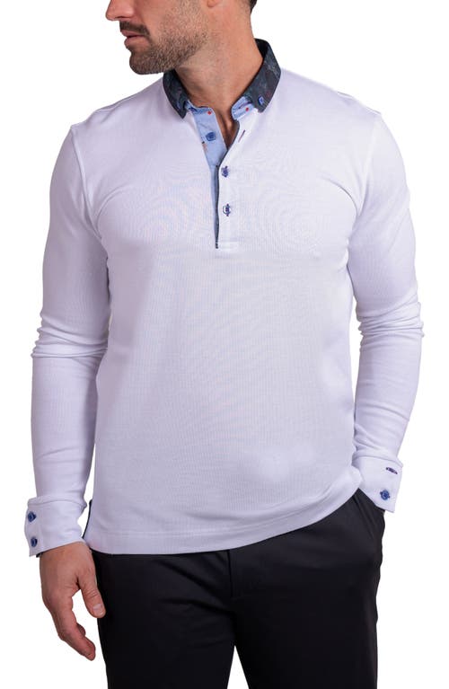 Maceoo Newton Ascension0010 White Long Sleeve Button-down Polo In White