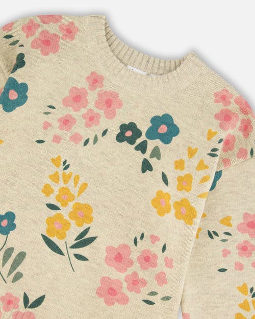 Deux Par Deux Knitted Sweater With Floral In Neutral