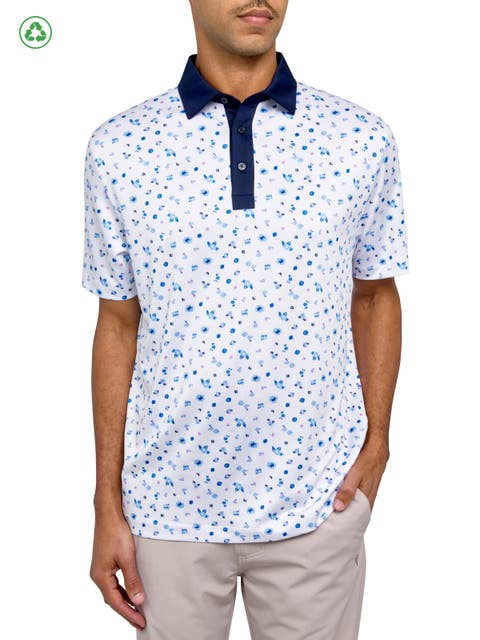 Regular Fit Floral Print Recycled Performance Golf Polo