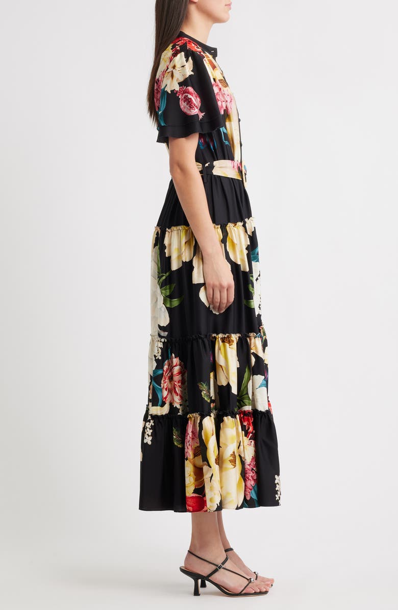 Elie Tahari The Sammie Regent Tiered Stretch Silk Maxi Dress, Alternate, color, 