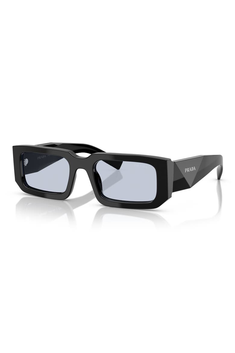 53mm Rectangular Sunglasses, Alternate, color, BLACK