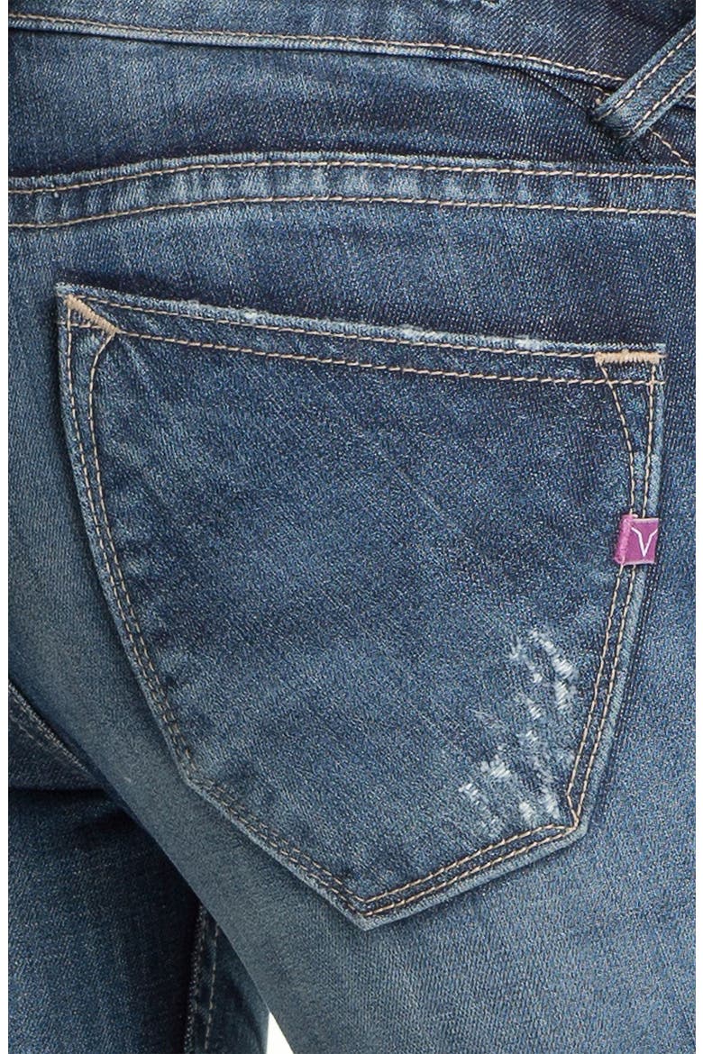 Destroyed Skinny Jeans, Alternate, color, DARK WASH